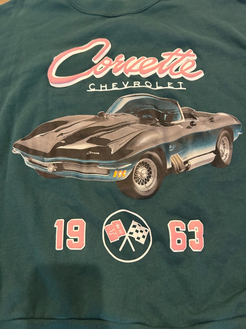 Corvette Women’s XL Green Graphic Sweatshirt 1963 Stingray GM Licensed Vintage - Picture 3 of 7